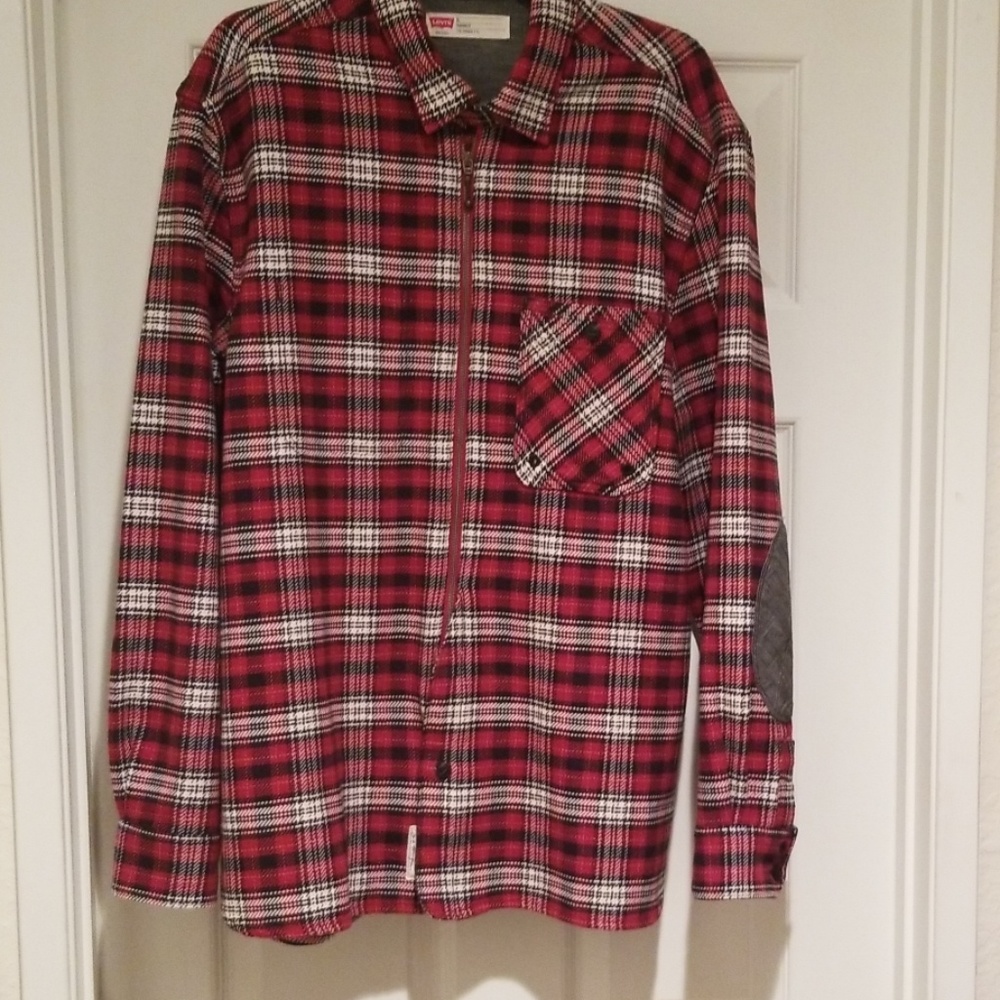 Levi's Plaid Shirt Jacket Elbow Patches - EUC